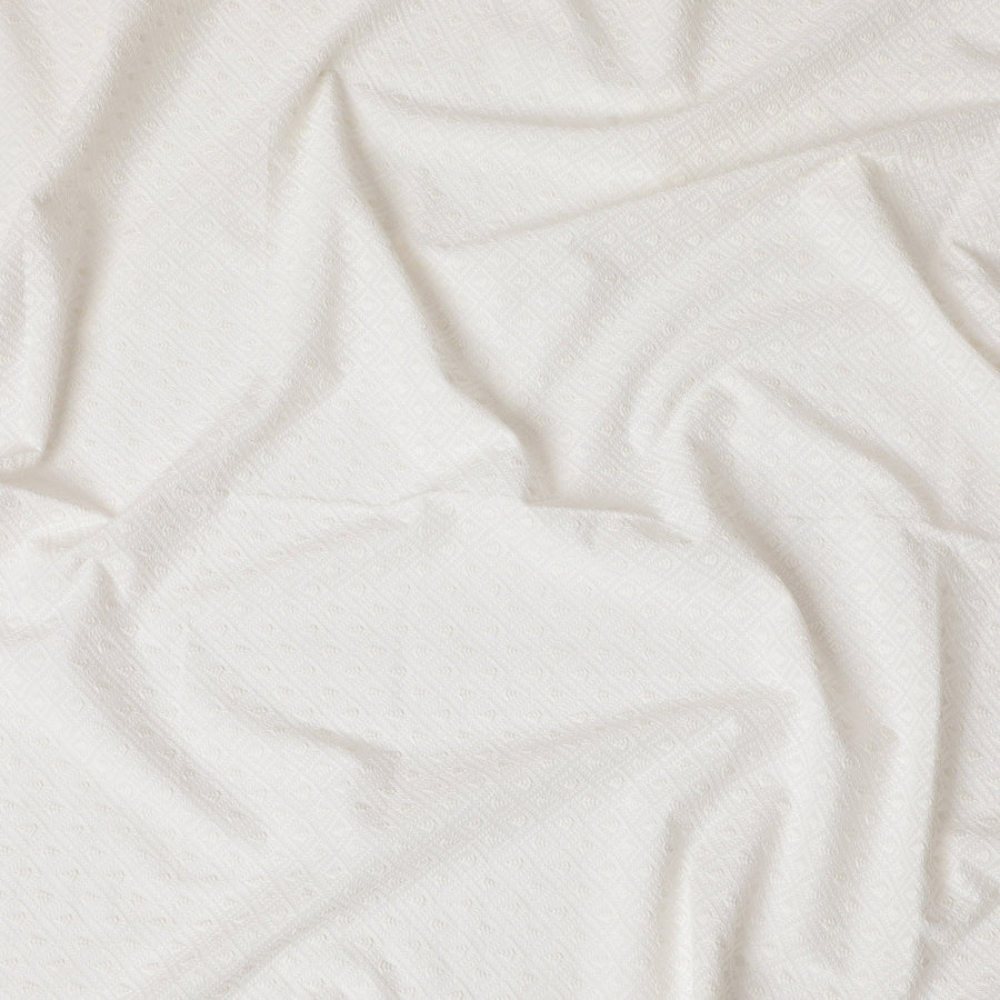 Pure White Cotton Voile Fabric with Textured Embroidery, 110 cm Width-D20122 - Regal Fabrics