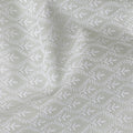 قماش فوال قطني أنيق باللون النعناعي مع تطريز دانتيل أبيض، عرض 110 سم - D20124