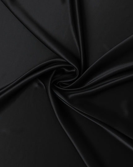 Elegant Black Pure Silk Satin Fabric, 110 cm Width-D20130