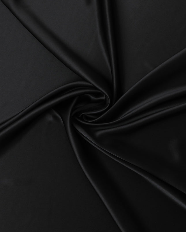 Elegant Black Pure Silk Satin Fabric, 110 cm Width-D20130