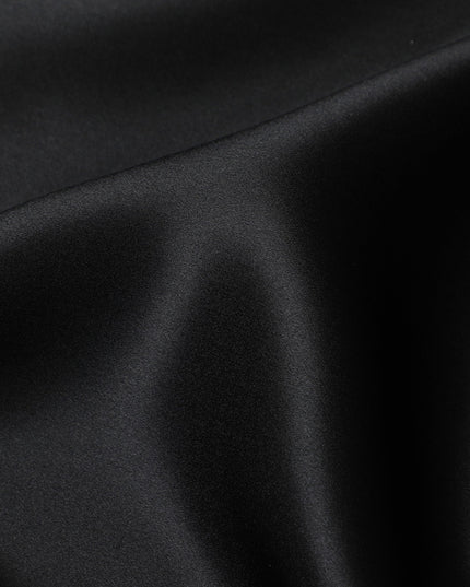 Elegant Black Pure Silk Satin Fabric, 110 cm Width-D20130