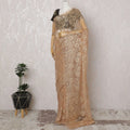 Golden Peach French Metallic Chantilly Lace Saree - 110 cm Width, 5.5 Meters-D20152 Regal Fabrics