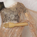 Golden Peach French Metallic Chantilly Lace Saree - 110 cm Width, 5.5 Meters-D20152 Regal Fabrics
