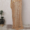 Golden Peach French Metallic Chantilly Lace Saree - 110 cm Width, 5.5 Meters-D20152 Regal Fabrics