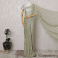 Moss Green French Metallic Chantilly Lace Saree - 110 cm Width, 5.5 Meters-D20162 Regal Fabrics