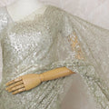 Moss Green French Metallic Chantilly Lace Saree - 110 cm Width, 5.5 Meters-D20162 Regal Fabrics