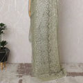 Moss Green French Metallic Chantilly Lace Saree - 110 cm Width, 5.5 Meters-D20162 Regal Fabrics
