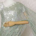 Mint Green French Metallic Chantilly Lace Saree - 110 cm Width, 5.5 Meters-D20163