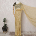 Gold French Chantilly Lace Saree - 110 cm Width, 5.5 Meters-D20166 Regal Fabrics