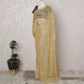Gold French Chantilly Lace Saree - 110 cm Width, 5.5 Meters-D20166 Regal Fabrics