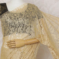 Gold French Chantilly Lace Saree - 110 cm Width, 5.5 Meters-D20166 Regal Fabrics