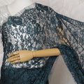 Teal and Black French Two-tone Chantilly Lace Saree - 110 cm Width, 5.5 Meters-D20169 Regal Fabrics