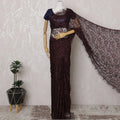 Maroon and Black French Two-tone Chantilly Lace Saree - 110 cm Width, 5.5 Meters-D20170 Regal Fabrics