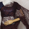 Maroon and Black French Two-tone Chantilly Lace Saree - 110 cm Width, 5.5 Meters-D20170 Regal Fabrics