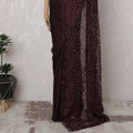 Maroon and Black French Two-tone Chantilly Lace Saree - 110 cm Width, 5.5 Meters-D20170 Regal Fabrics