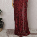 Crimson and Black French Two-tone Chantilly Lace Saree - 110 cm Width, 5.5 Meters-D20171 - Regal Fabrics