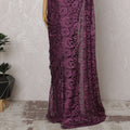 Magenta and Mauve French Two-tone Chantilly Lace Saree - 110 cm Width, 5.5 Meters-D20172