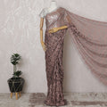 Blush Pink and Black French Two-tone Chantilly Lace Saree - 110 cm Width, 5.5 Mtrs-D20180