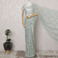 Elegant Sea Green and Grey Chantilly Lace Fabric by the Yard - Premium French Two-Tone Design, 110 cm Width, 5.5 Meters-D20184 Regal Fabrics