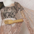 Chic Peach and Grey Chantilly Lace Fabric by the Yard - Premium French Two-Tone Design, 110 cm Width, 5.5 Meters-D20186 Regal Fabrics