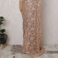 Chic Peach and Grey Chantilly Lace Fabric by the Yard - Premium French Two-Tone Design, 110 cm Width, 5.5 Meters-D20186 Regal Fabrics