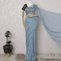 Elegant Dusty Blue Chantilly Lace Fabric by the Yard - Premium French Design, 110 cm Width, 5.5 Meters-D20188 Regal Fabrics