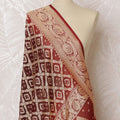 Maroon Bandhani Silk Georgette Dupatta with Golden Floral Border – 265 x 110 Cms, India-D20294