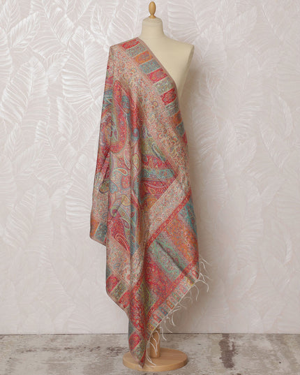 Multicolor Silk Jacquard Dupatta with Intricate Paisley Design – 235 X 95 Cms, India-D20300