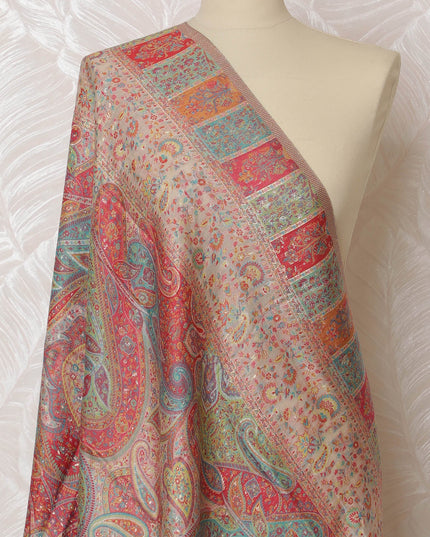 Multicolor Silk Jacquard Dupatta with Intricate Paisley Design – 235 X 95 Cms, India-D20300