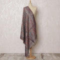 Gray and Blue Paisley Silk Jacquard Dupatta with Fringed Edges – 235 X 95 Cms, India-D20302 Regal Fabrics