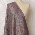 Gray and Blue Paisley Silk Jacquard Dupatta with Fringed Edges – 235 X 95 Cms, India-D20302 Regal Fabrics