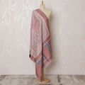 Pastel Pink and Gray Paisley Silk Jacquard Dupatta with Fringed Edges – 235 X 95 Cms, India-D20304
