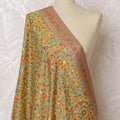 Mustard Yellow Silk Jacquard Dupatta with Multicolor Floral Design – 235 X 95 Cms, India-D20308 Regal Fabrics