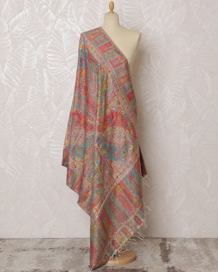 Multicolor Silk Jacquard Dupatta with Intricate Paisley Design – 235 X 95 Cms, India-D20311