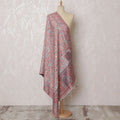 Pastel Pink and Gray Silk Jacquard Dupatta with Floral and Paisley Design – 235 X 95 Cms, India-D20314 Regal Fabrics