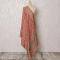 Coral Orange Silk Jacquard Dupatta with Floral and Paisley Design – 235 X 95 Cms, India-D20317 Regal Fabrics