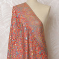 Coral Orange Silk Jacquard Dupatta with Floral and Paisley Design – 235 X 95 Cms, India-D20317 Regal Fabrics