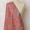Pink Silk Jacquard Dupatta with Floral Design – 235 X 95 Cms, India-D20318 Regal Fabrics
