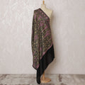 Black and Pink Pashmina Shawl Dupatta with Intricate Paisley Design – 230 x 120 Cms, India-D20323