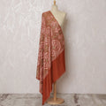Rust and Beige Pashmina Shawl Dupatta with Intricate Floral Design – 230 x 120 Cms, India-D20325