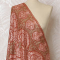 Rust and Beige Pashmina Shawl Dupatta with Intricate Floral Design – 230 x 120 Cms, India-D20325