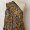 Black and Gold Pashmina Shawl Dupatta with Ornate Paisley Design – 230 x 120 Cms, India-D20327