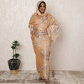 Peach Beige Sudanese Thobe Fabric in Premium Silk Chiffon (Fransawi) with Metallic Lurex, 4.5 Meters, 110 cm Width-D20372