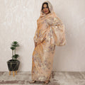 Peach Beige Sudanese Thobe Fabric in Premium Silk Chiffon (Fransawi) with Metallic Lurex, 4.5 Meters, 110 cm Width-D20372