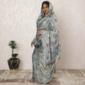Powder Blue Sudanese Thobe Fabric in Premium Silk Chiffon (Fransawi) with Metallic Lurex, 4.5 Meters, 110 cm Width-D20425