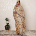 Apricot Beige Sudanese Thobe Fabric in Premium Silk Chiffon (Fransawi) with Metallic Lurex, 4.5 Meters, 110 cm Width-D20426