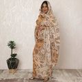 Apricot Beige Sudanese Thobe Fabric in Premium Silk Chiffon (Fransawi) with Metallic Lurex, 4.5 Meters, 110 cm Width-D20426