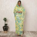 Lemon Yellow Sudanese Thobe Fabric in Premium Silk Chiffon (Fransawi) with Metallic Lurex, 4.5 Meters, 110 cm Width-D20427