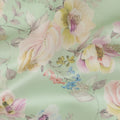 قماش فيسكوز مخلوط باللون الأخضر النعناعي مع تطريز زهور الباستيل، عرض 110 سم - D20442