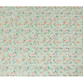 Aqua Green Viscose Blended Fabric with Peach and White Floral Embroidery, 110 cm Width-D20443